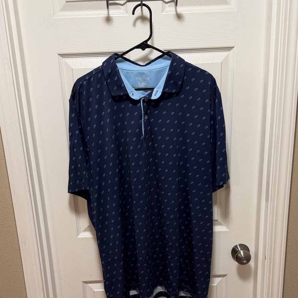 Stylish Navy Polo Shirt with Light Blue Details